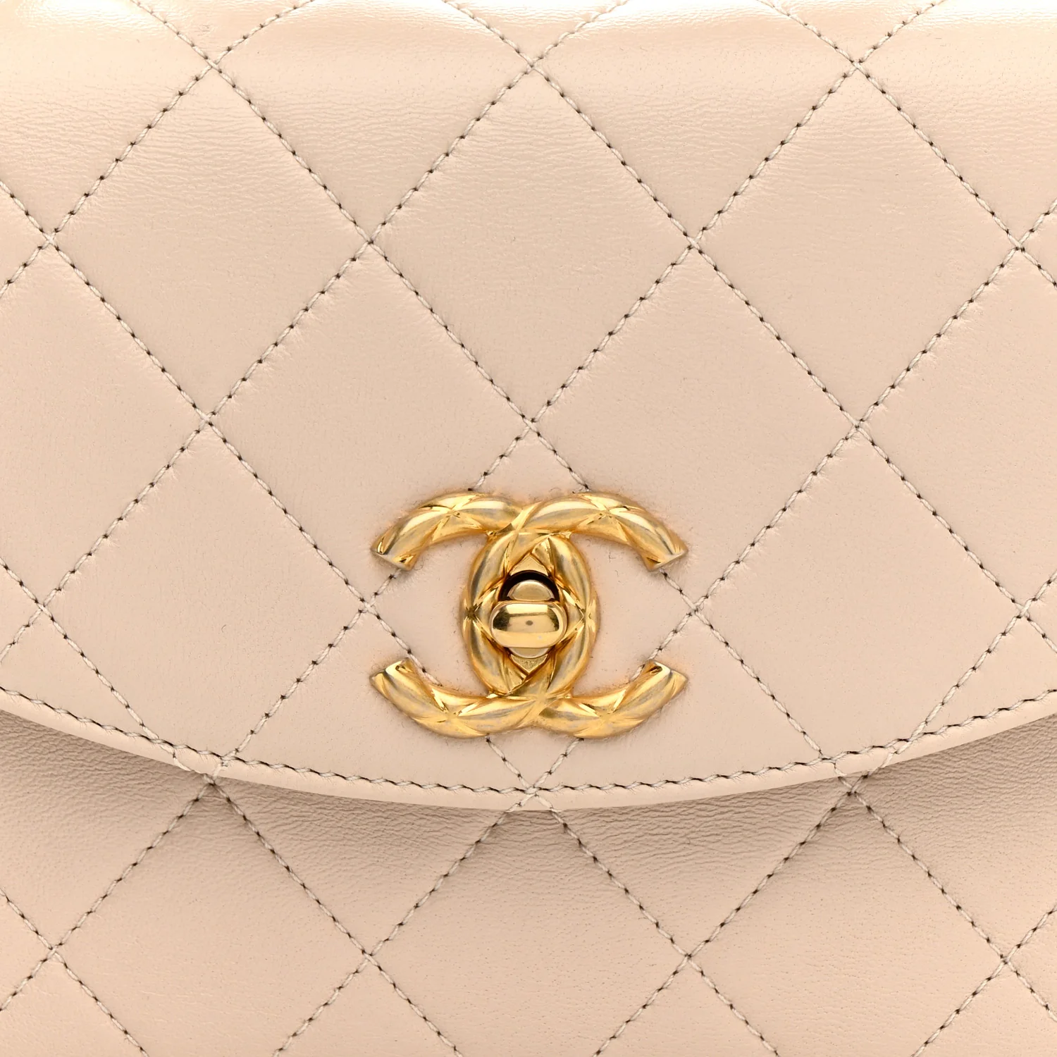 Lambskin Quilted Trendy Spirit Top Handle Flap Beige - Image 8