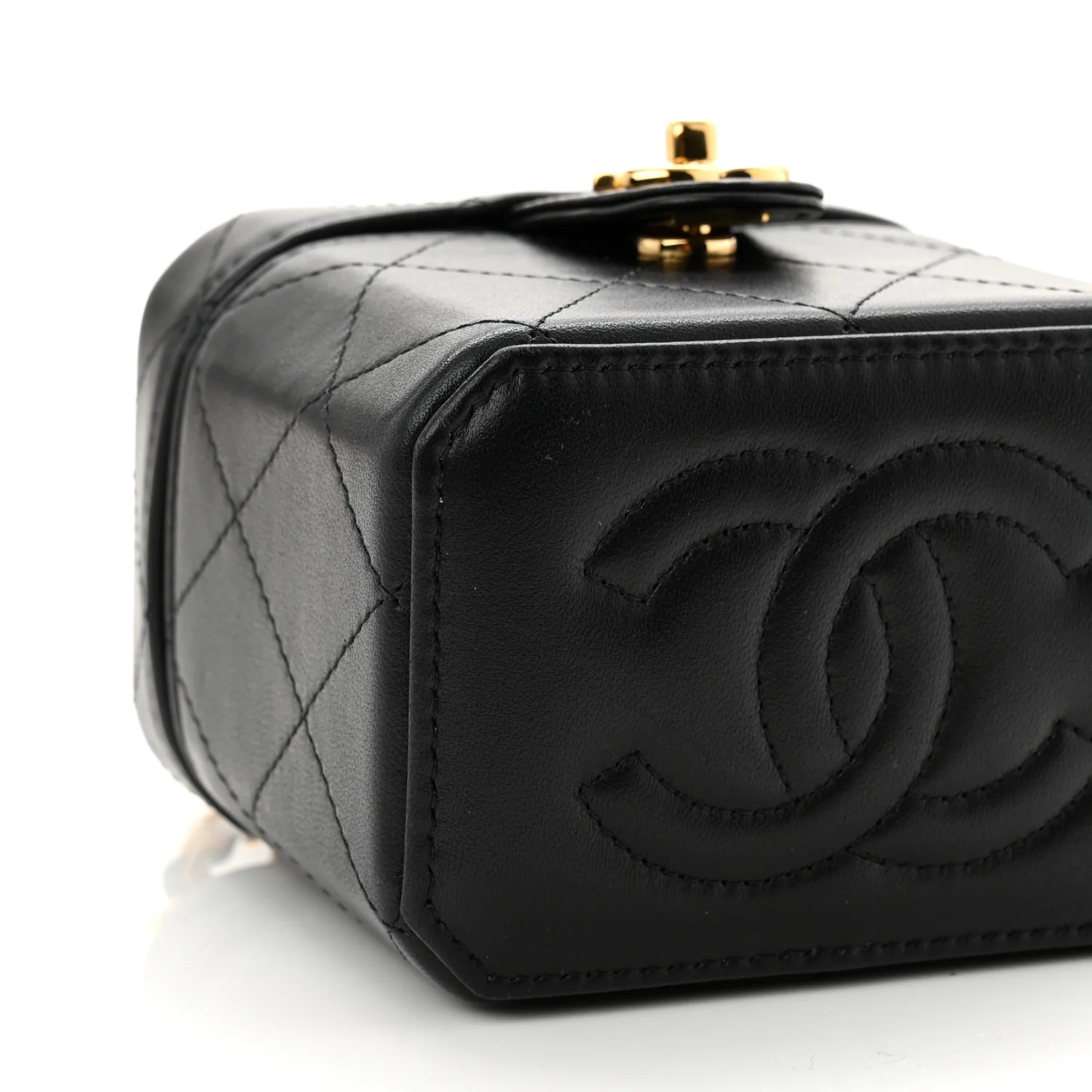 Lambskin Quilted Vanity Clutch With Chain  Black - Image 9