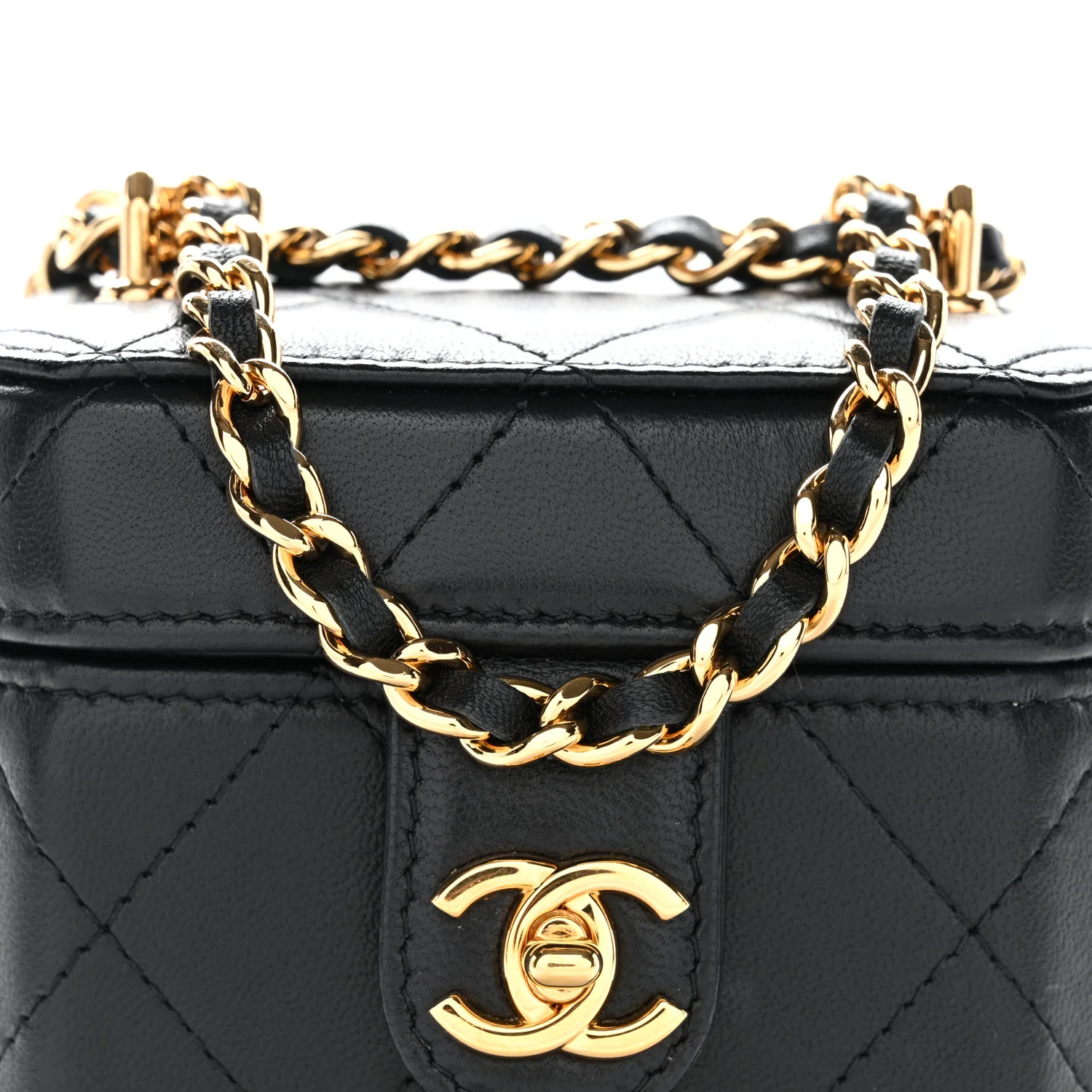 Lambskin Quilted Vanity Clutch With Chain Black - Image 21
