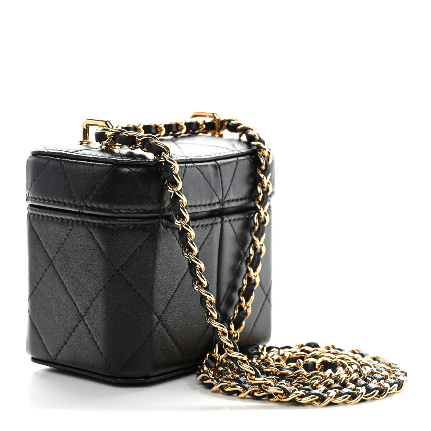 Lambskin Quilted Vanity Clutch With Chain Black - Image 6