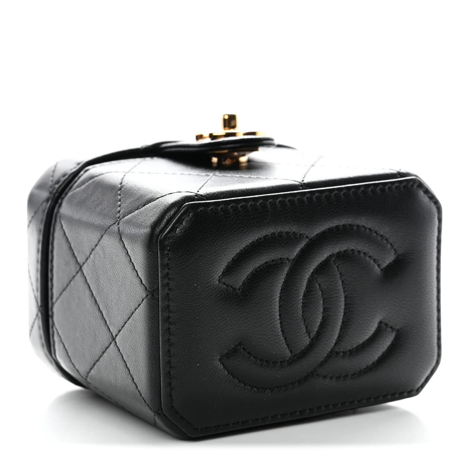 Lambskin Quilted Vanity Clutch With Chain Black - Image 8