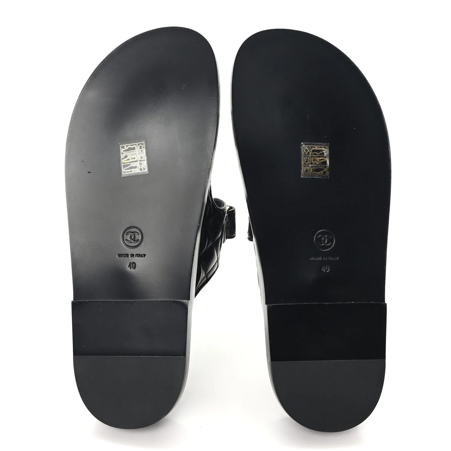 Lambskin Quilted Velcro Dad Chain CC Slide Sandals 40 Black - Image 6