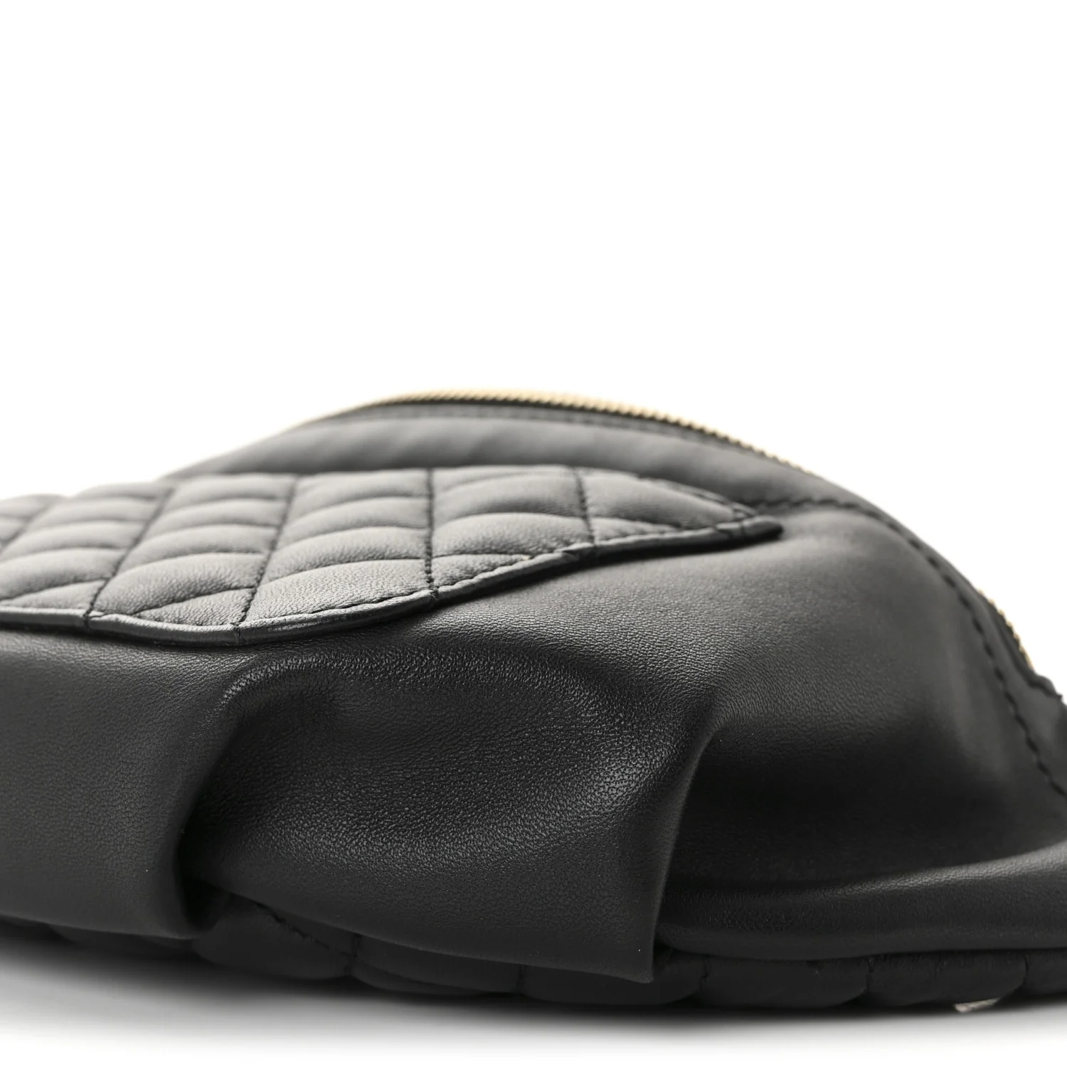 Lambskin Quilted Waist Bag Fanny Pack Black - Image 10