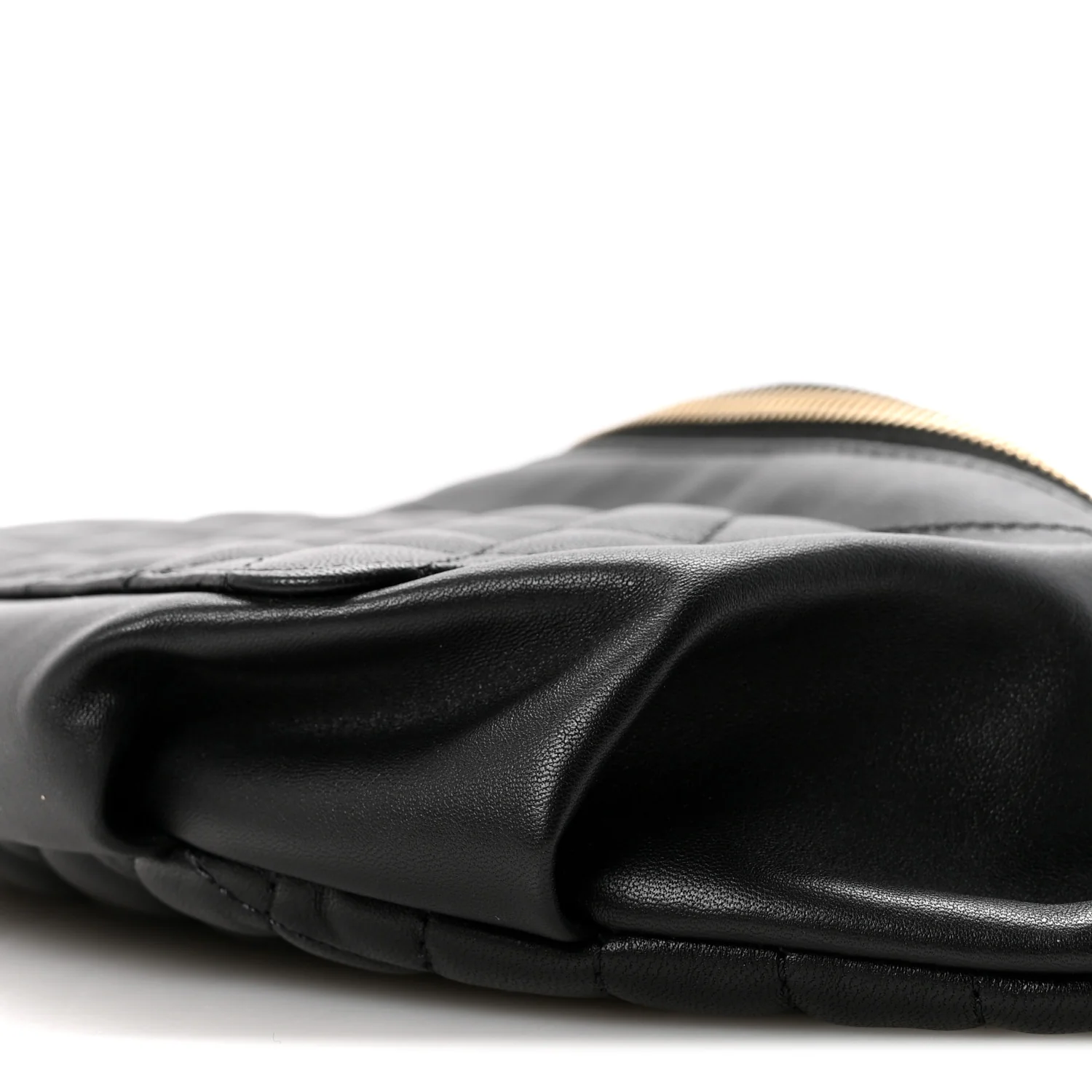Lambskin Quilted Waist Bag Fanny Pack Black - Image 10