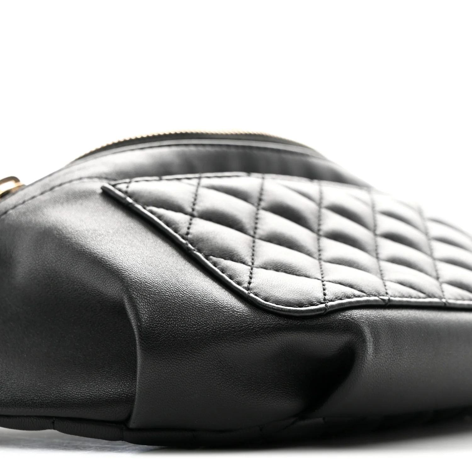 Lambskin Quilted Waist Bag Fanny Pack Black - Image 16