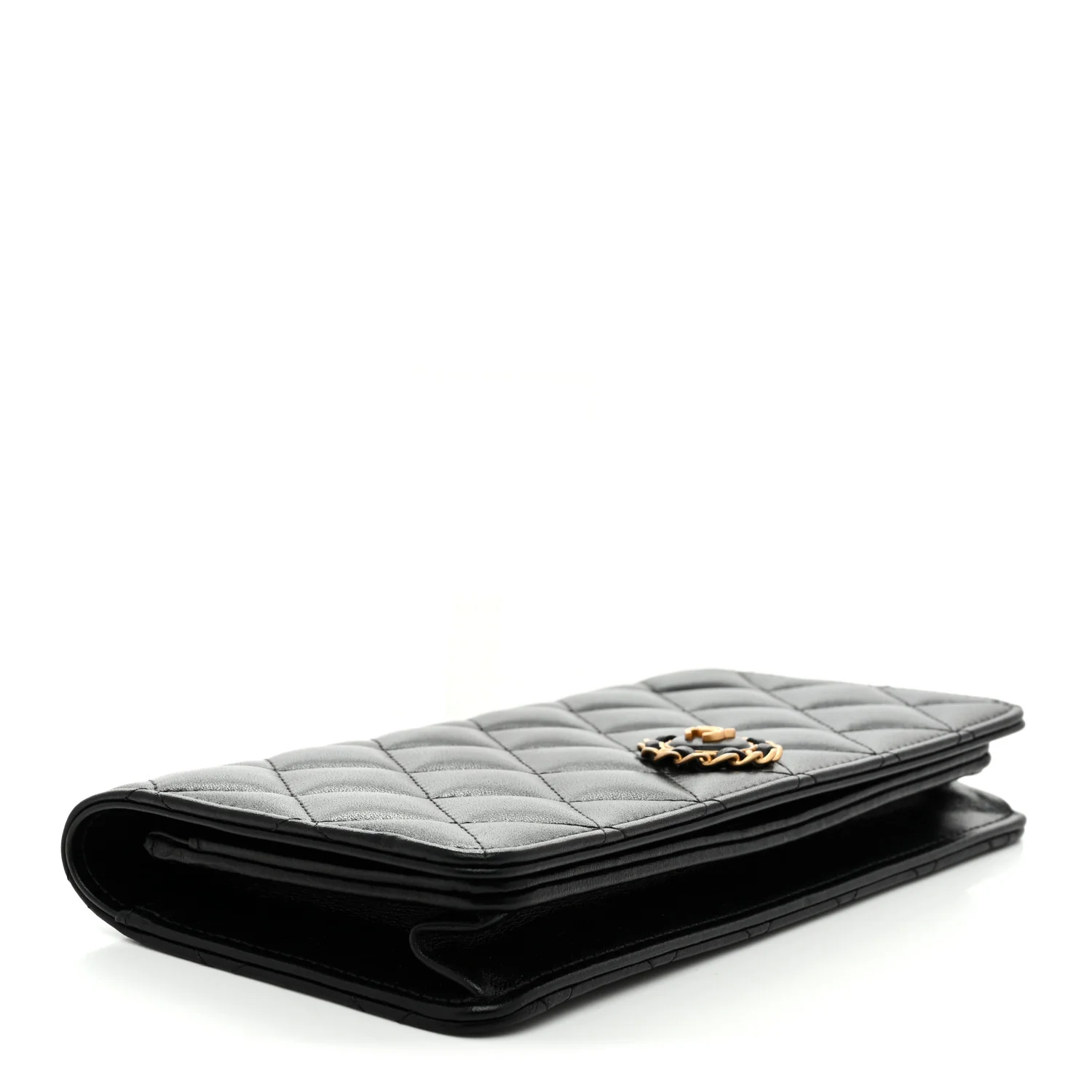 Lambskin Quilted Wallet Clutch Black - Image 4