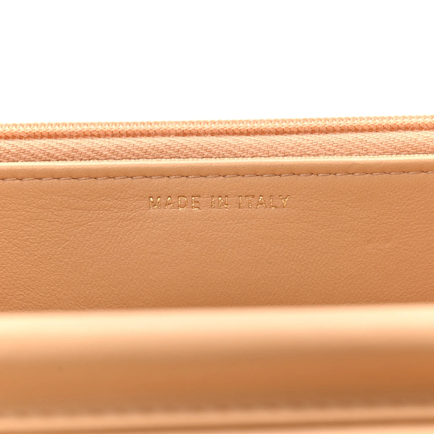 Lambskin Quilted Wallet On Chain WOC Beige Black - Image 13