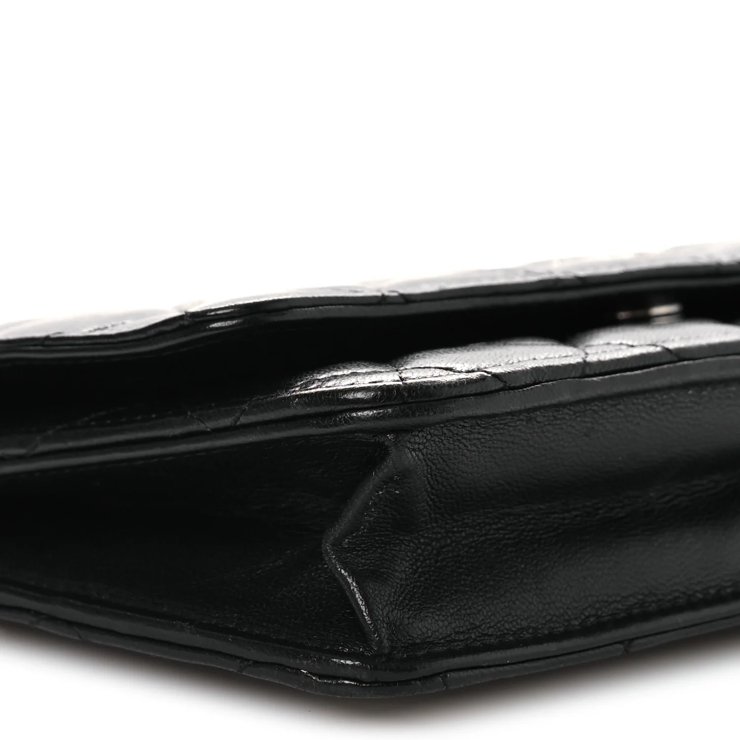 Lambskin Quilted Wallet On Chain WOC Black - Image 10