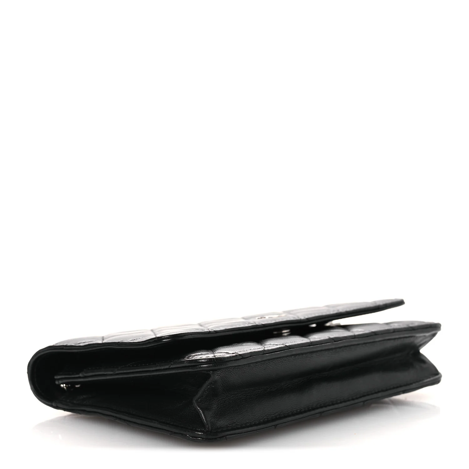 Lambskin Quilted Wallet On Chain WOC Black - Image 4