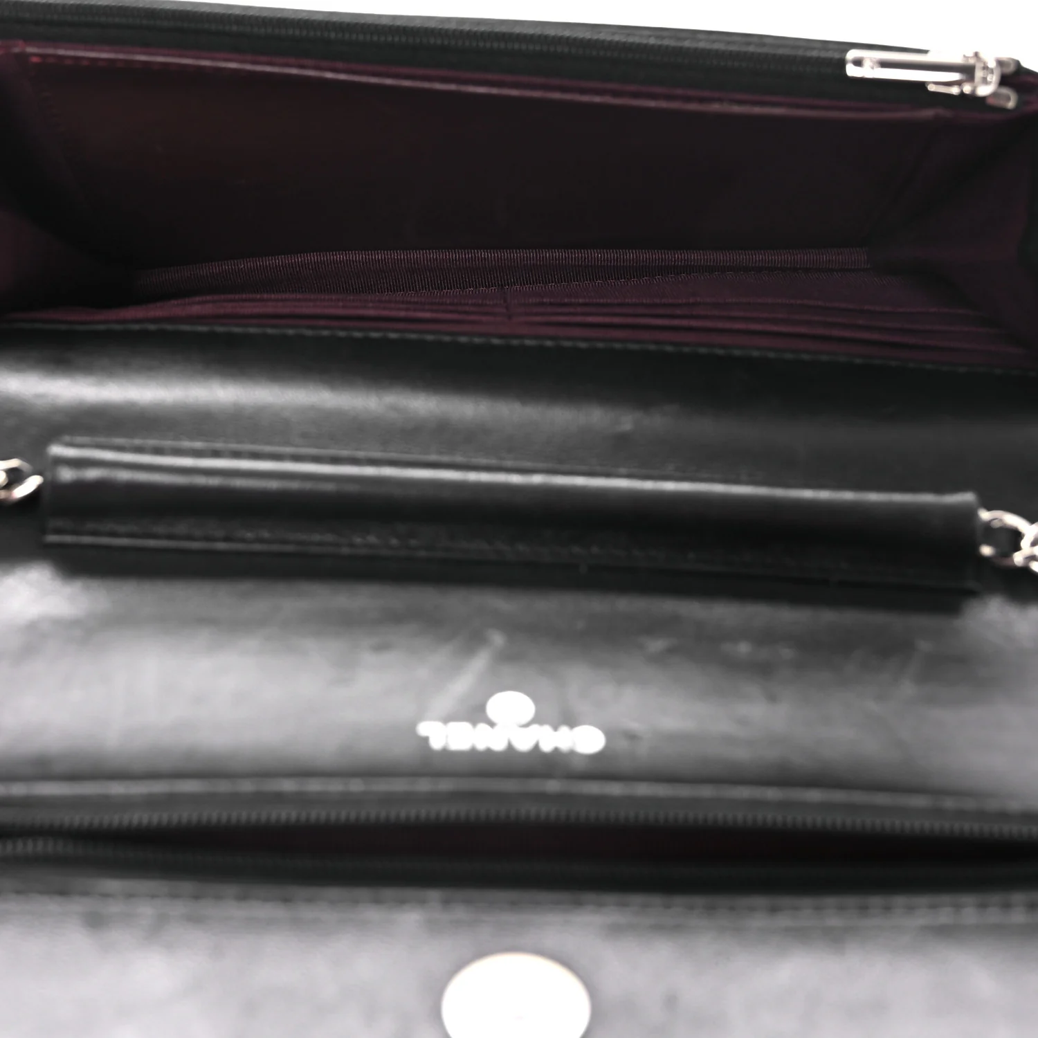 Lambskin Quilted Wallet On Chain WOC Black - Image 5