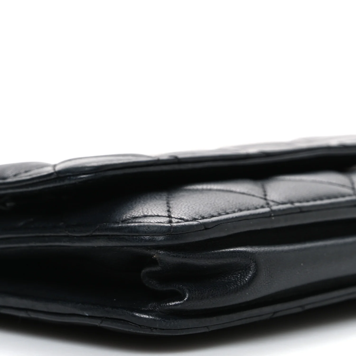 Lambskin Quilted Wallet On Chain WOC Black - Image 10