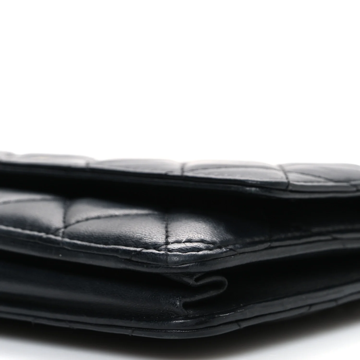 Lambskin Quilted Wallet On Chain WOC Black - Image 11