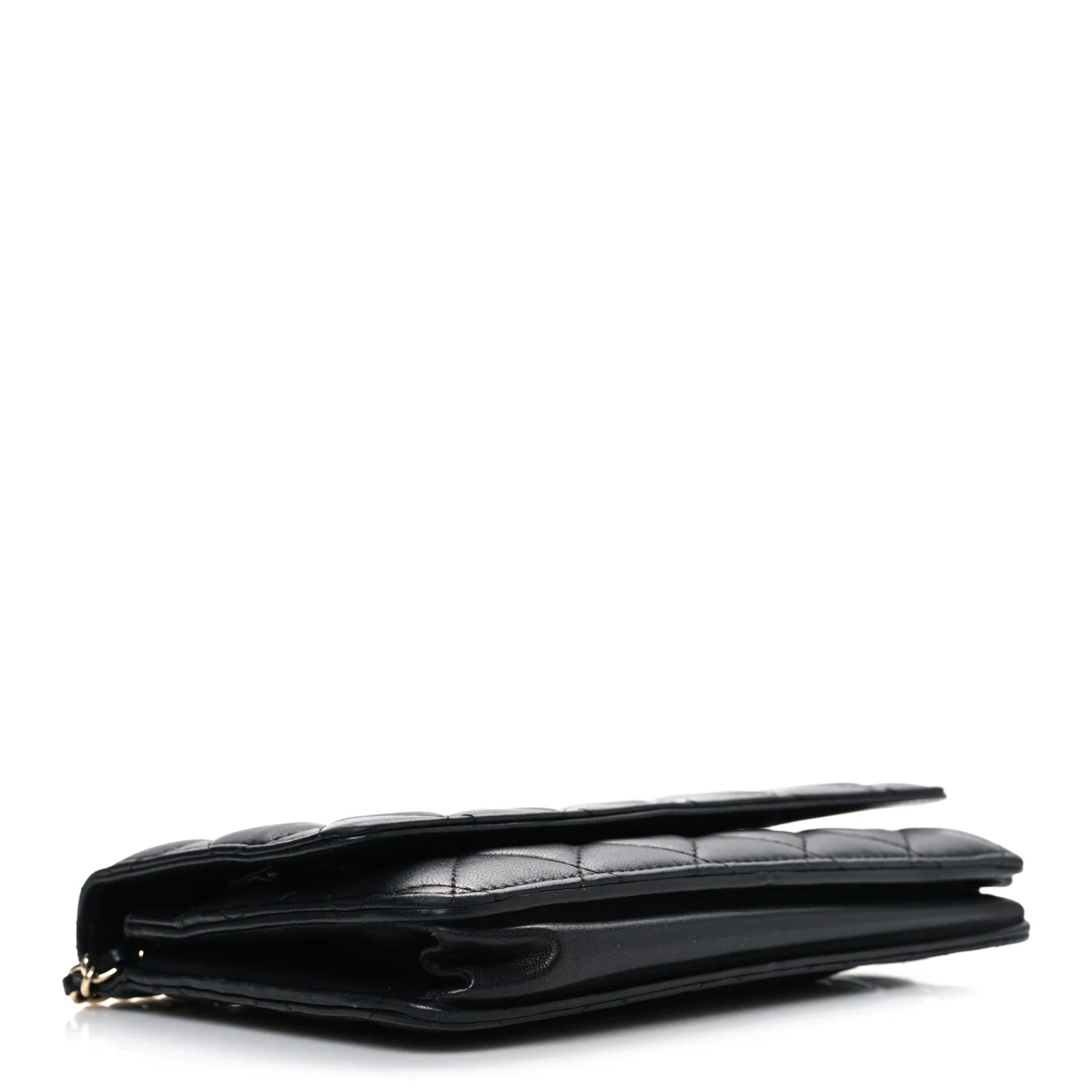 Lambskin Quilted Wallet On Chain WOC Black - Image 4