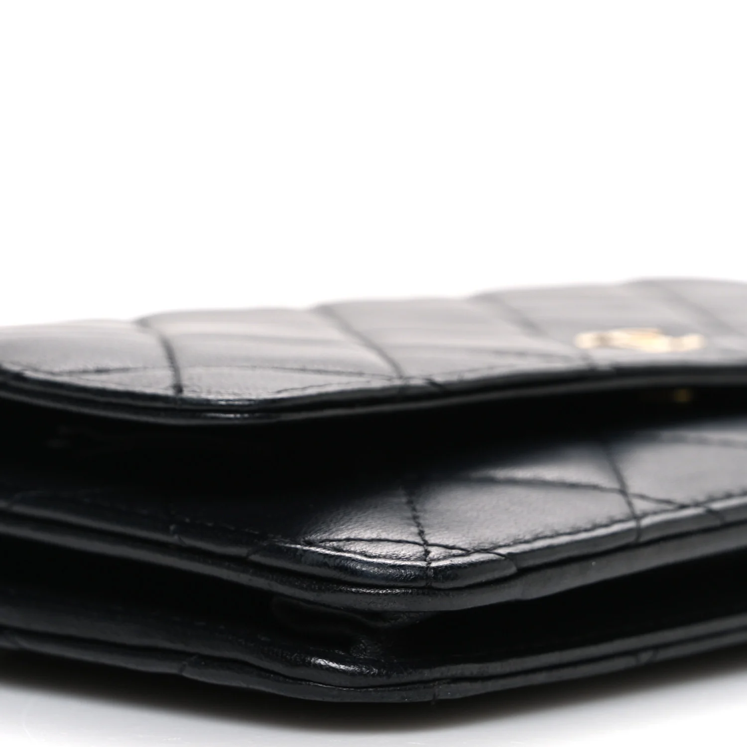 Lambskin Quilted Wallet On Chain WOC Black - Image 10