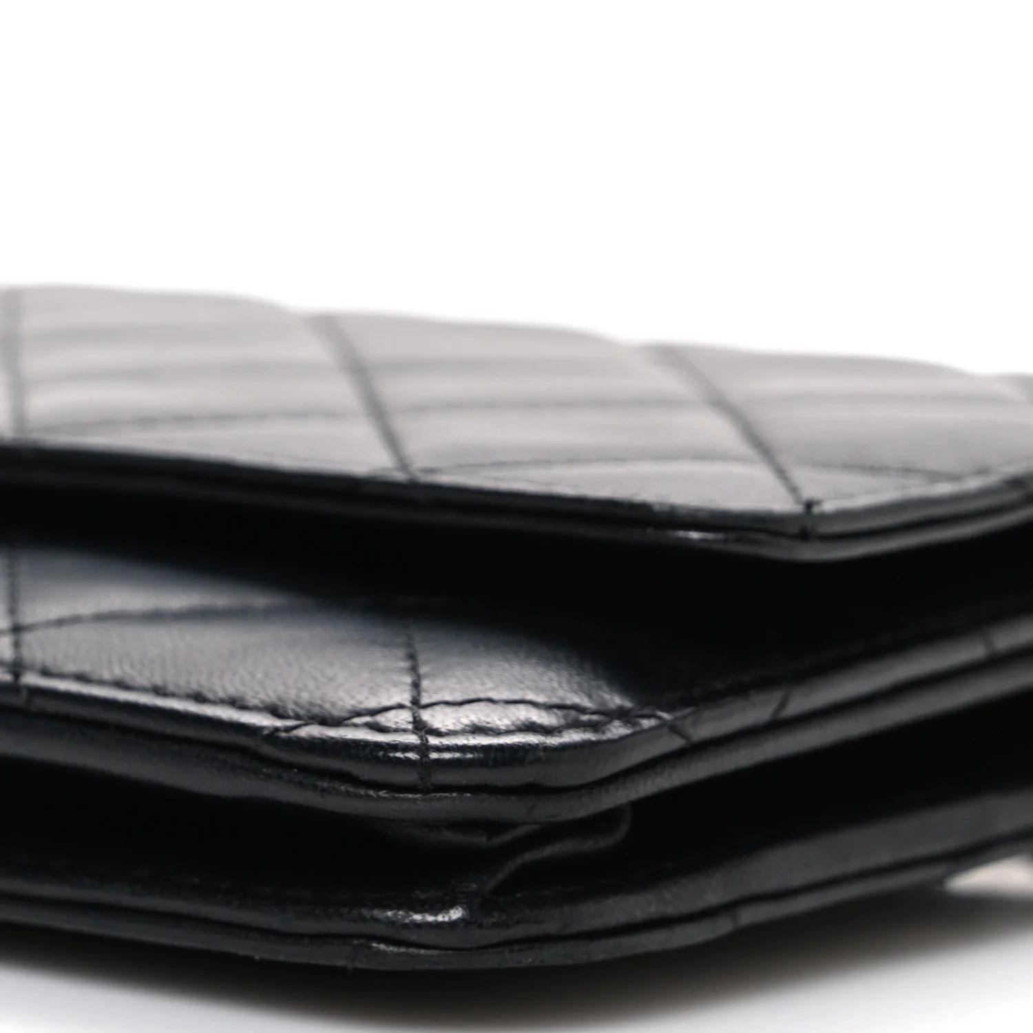 Lambskin Quilted Wallet On Chain WOC Black - Image 11