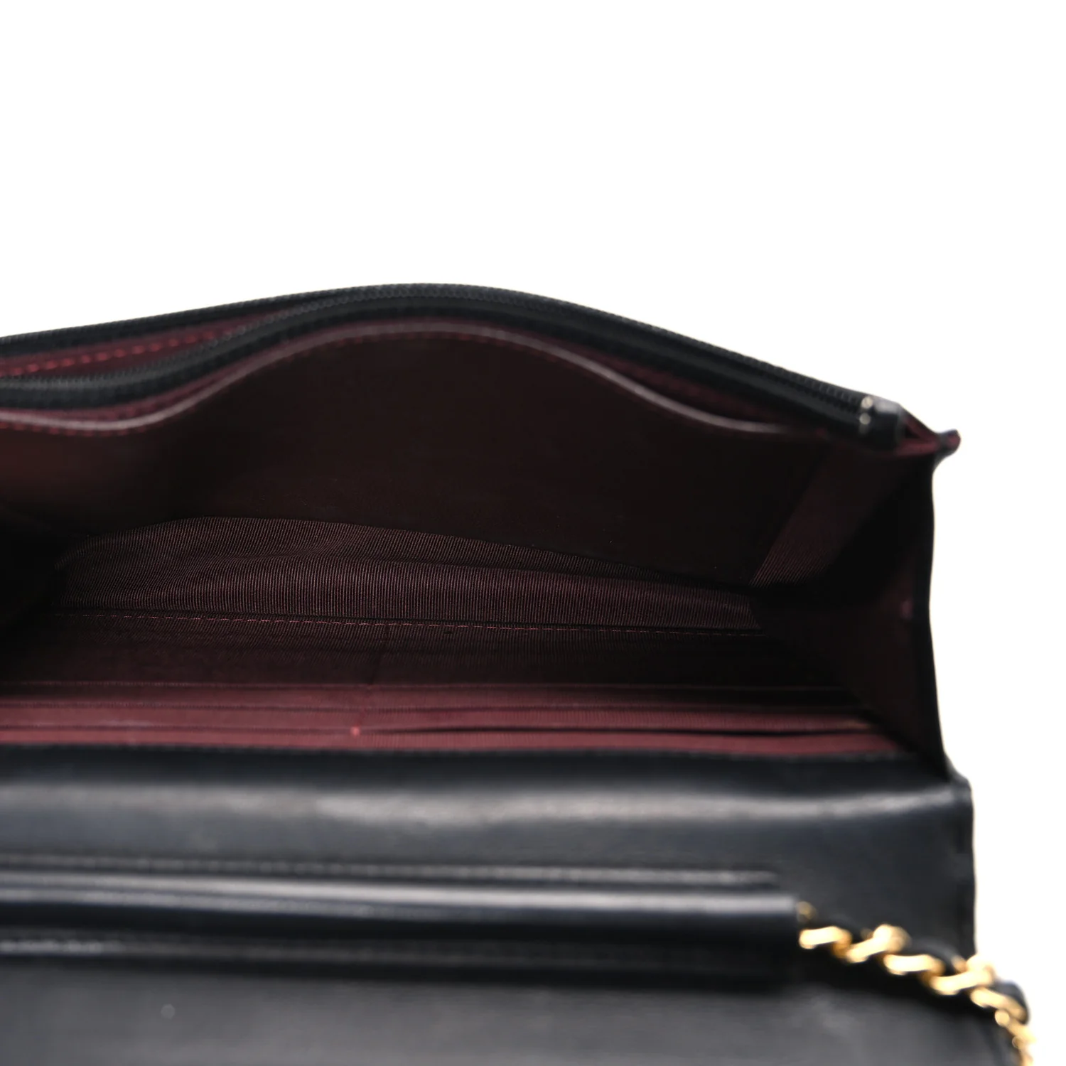 Lambskin Quilted Wallet On Chain WOC Black - Image 5