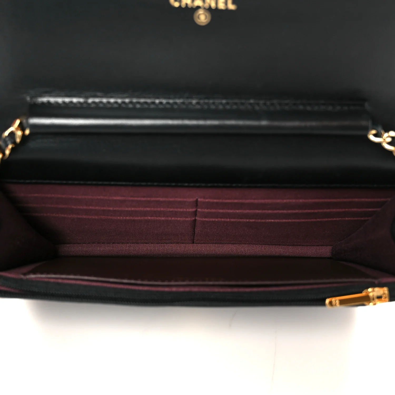Lambskin Quilted Wallet On Chain WOC Black - Image 5