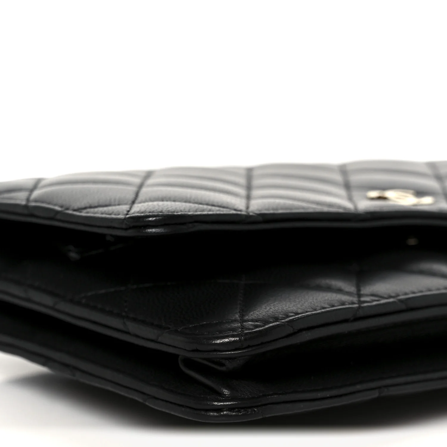Lambskin Quilted Wallet On Chain WOC Black - Image 10