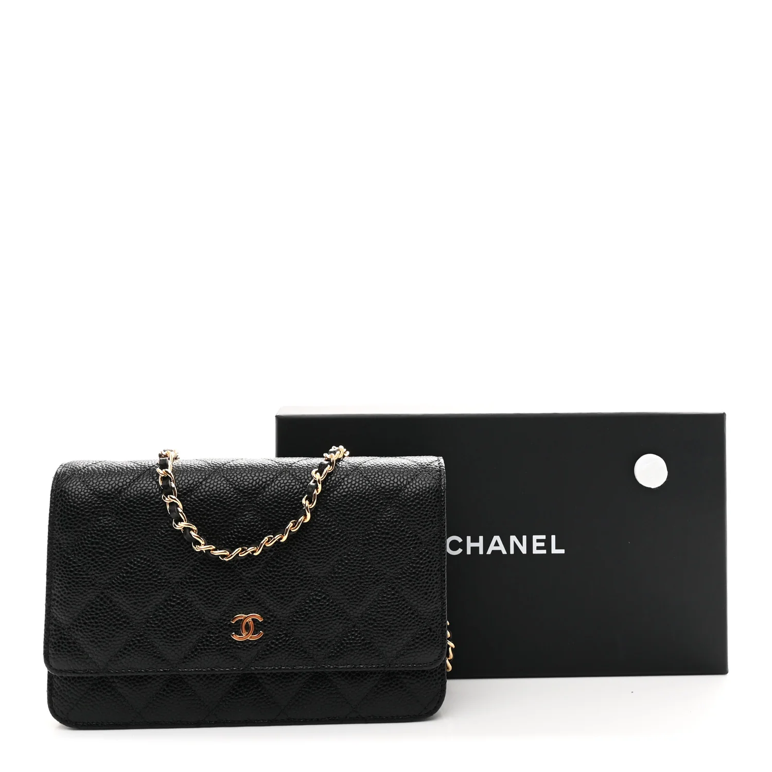 Lambskin Quilted Wallet On Chain WOC Black - Image 12