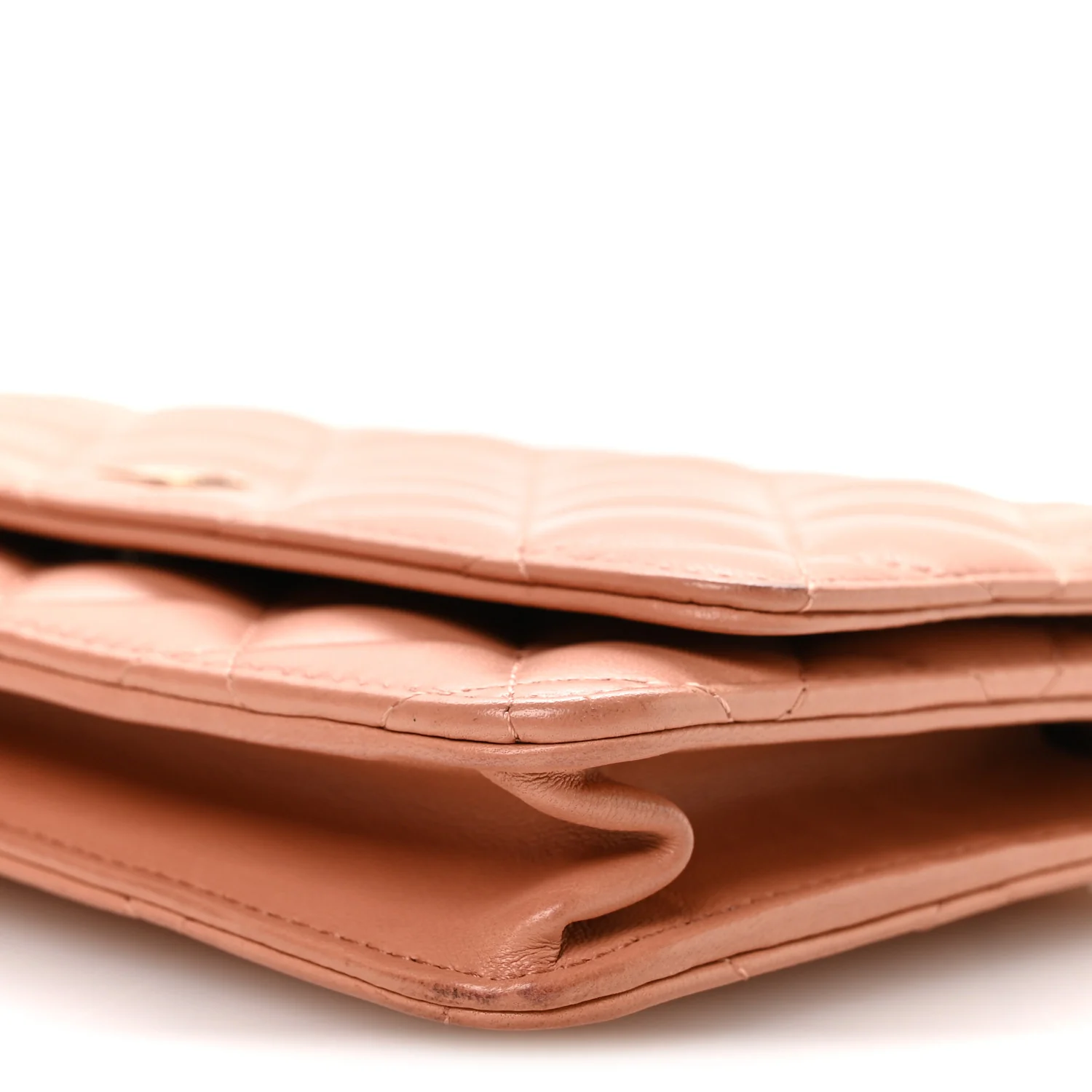 Lambskin Quilted Wallet on Chain WOC Salmon Pink - Image 11