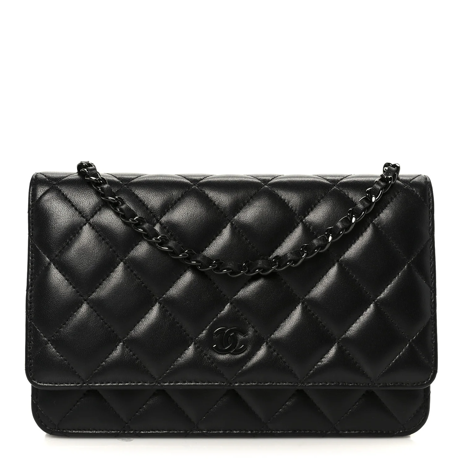 Lambskin Quilted Wallet On Chain WOC So Black