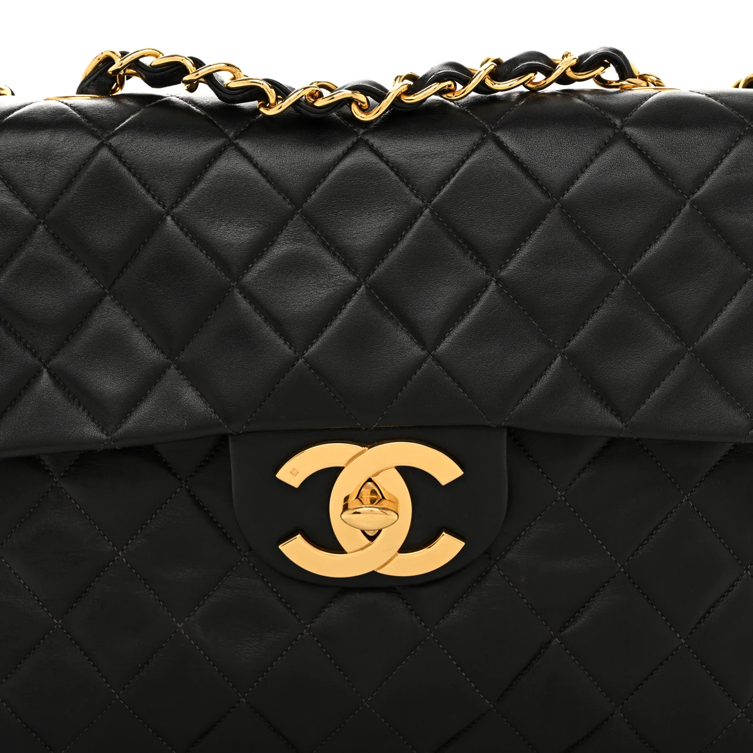 Lambskin Quilted XL Jumbo Single Flap Black - Image 9