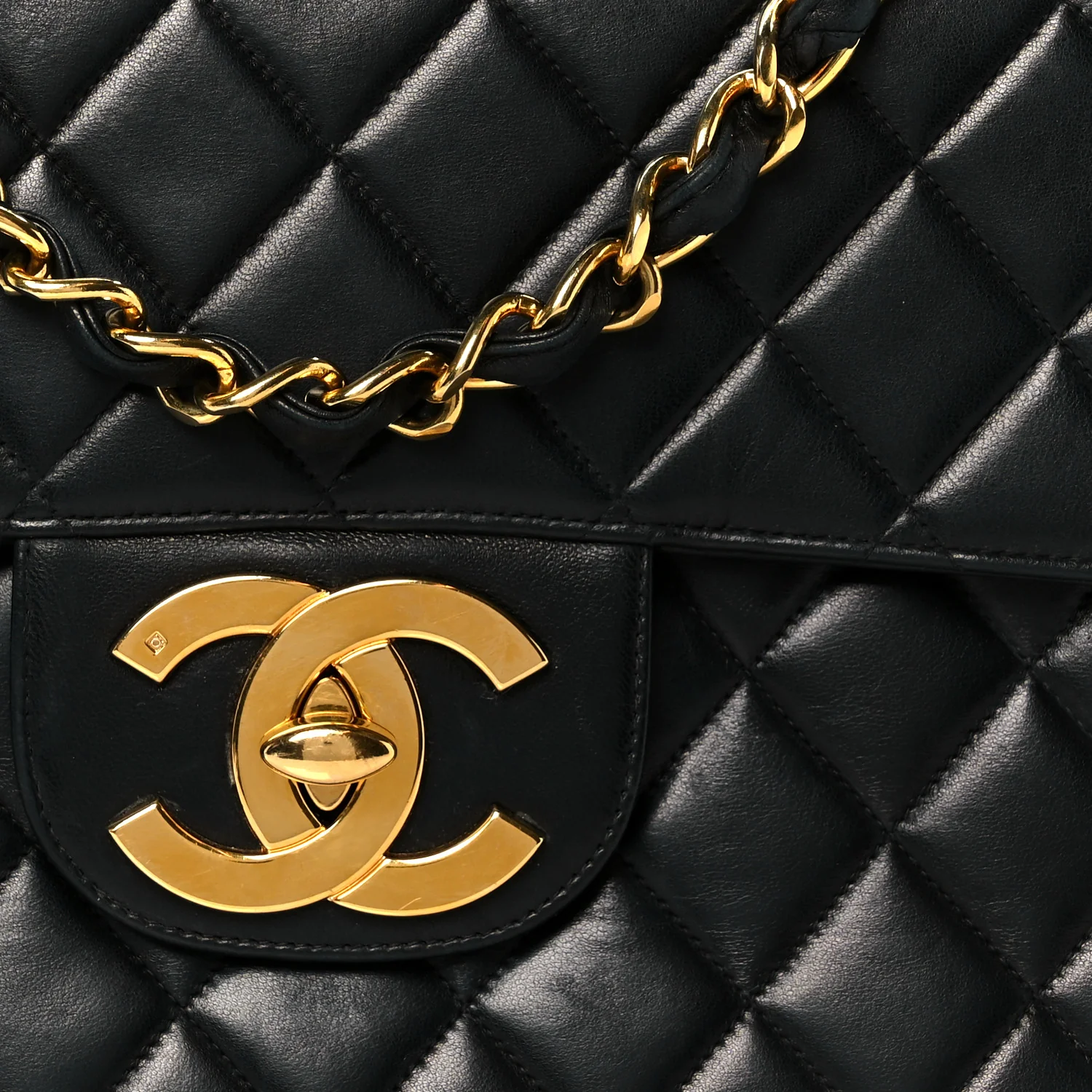 Lambskin Quilted XL Jumbo Single Flap Black - Image 9