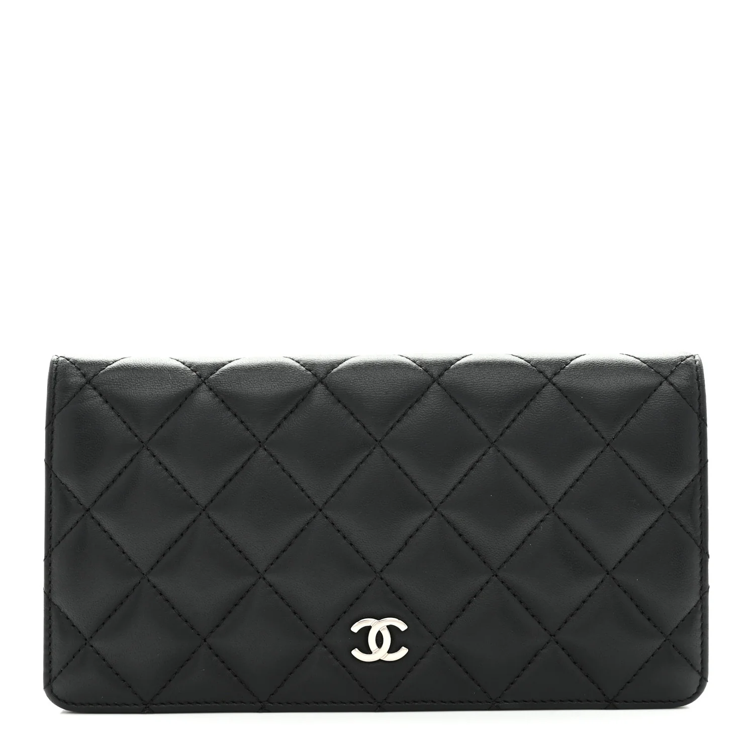 Lambskin Quilted Yen Wallet Black