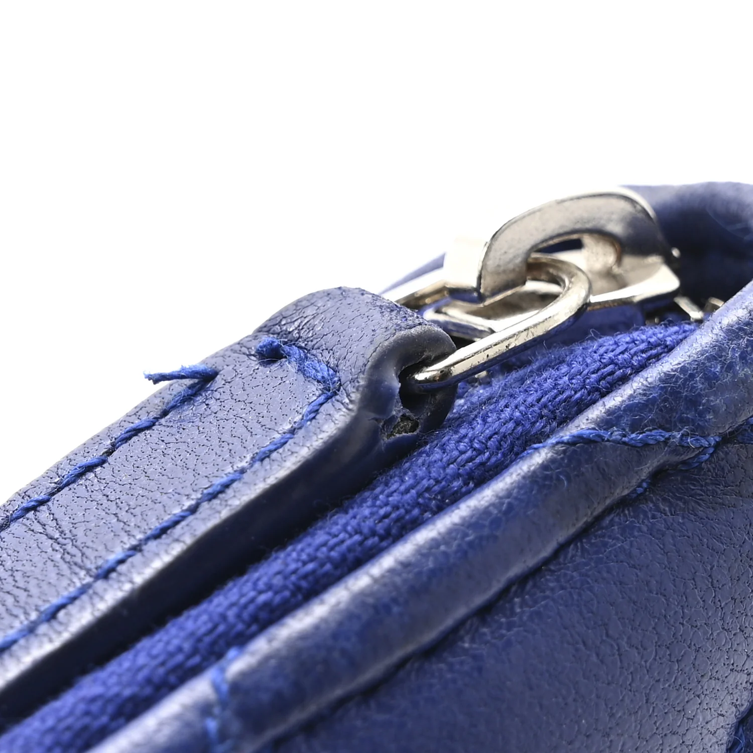 Lambskin Quilted Zip Around Coin Purse Wallet Blue - Image 12