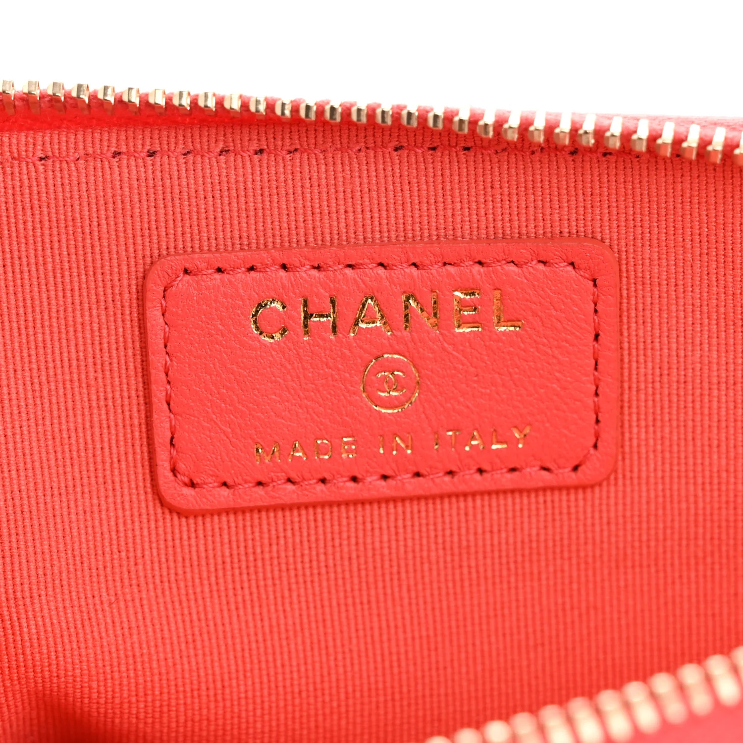 Lambskin Quilted Zip Card Holder Wallet Coral - Image 6