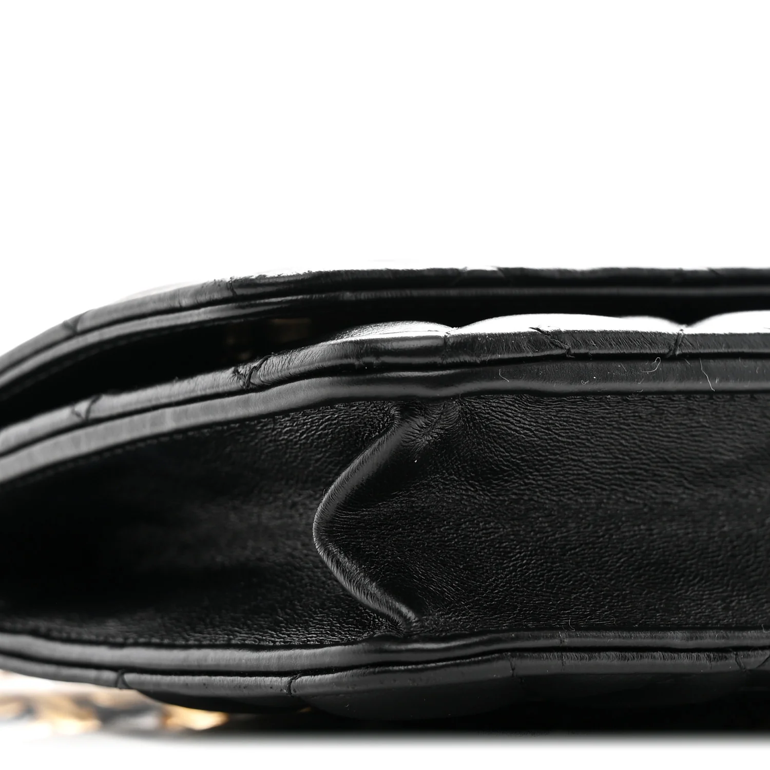 Lambskin Resin Quilted Wallet On Chain WOC Black - Image 10