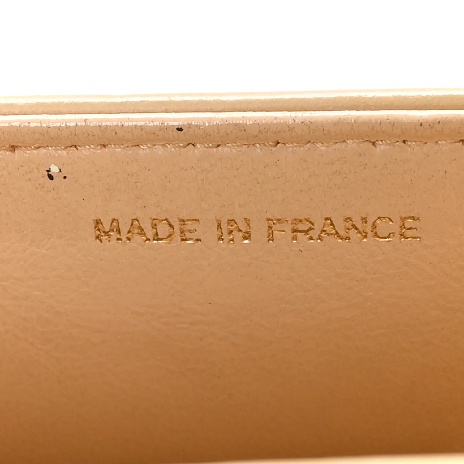 Lambskin Ribbon Stitched Flap Beige - Image 7