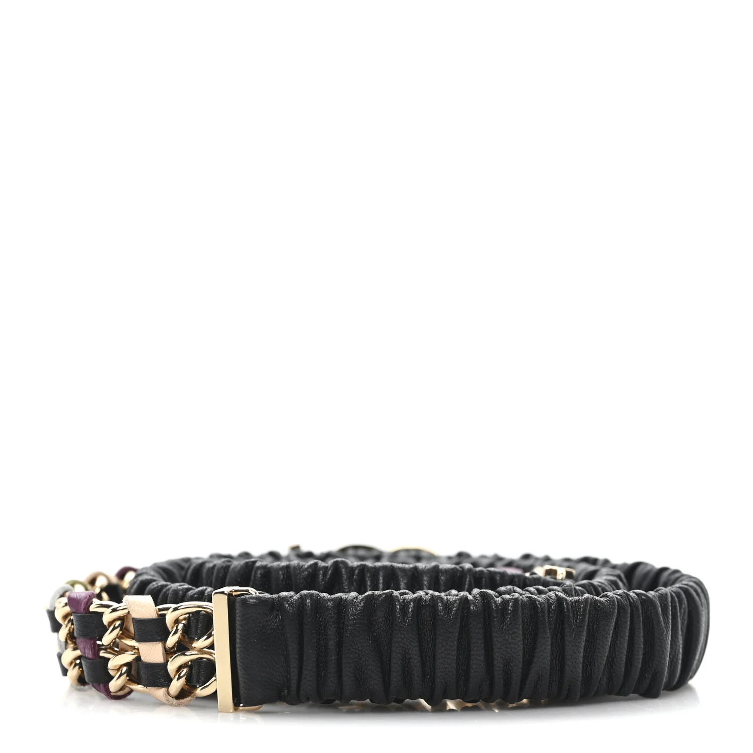 Lambskin Ruched Chain CC Belt 90 36 Black Multicolor - Image 2