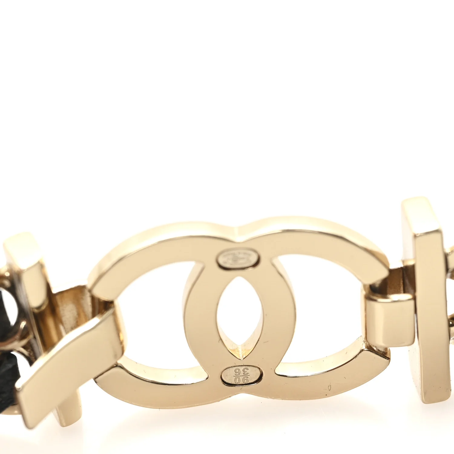 Lambskin Ruched Chain CC Belt 90 36 Black Multicolor - Image 4