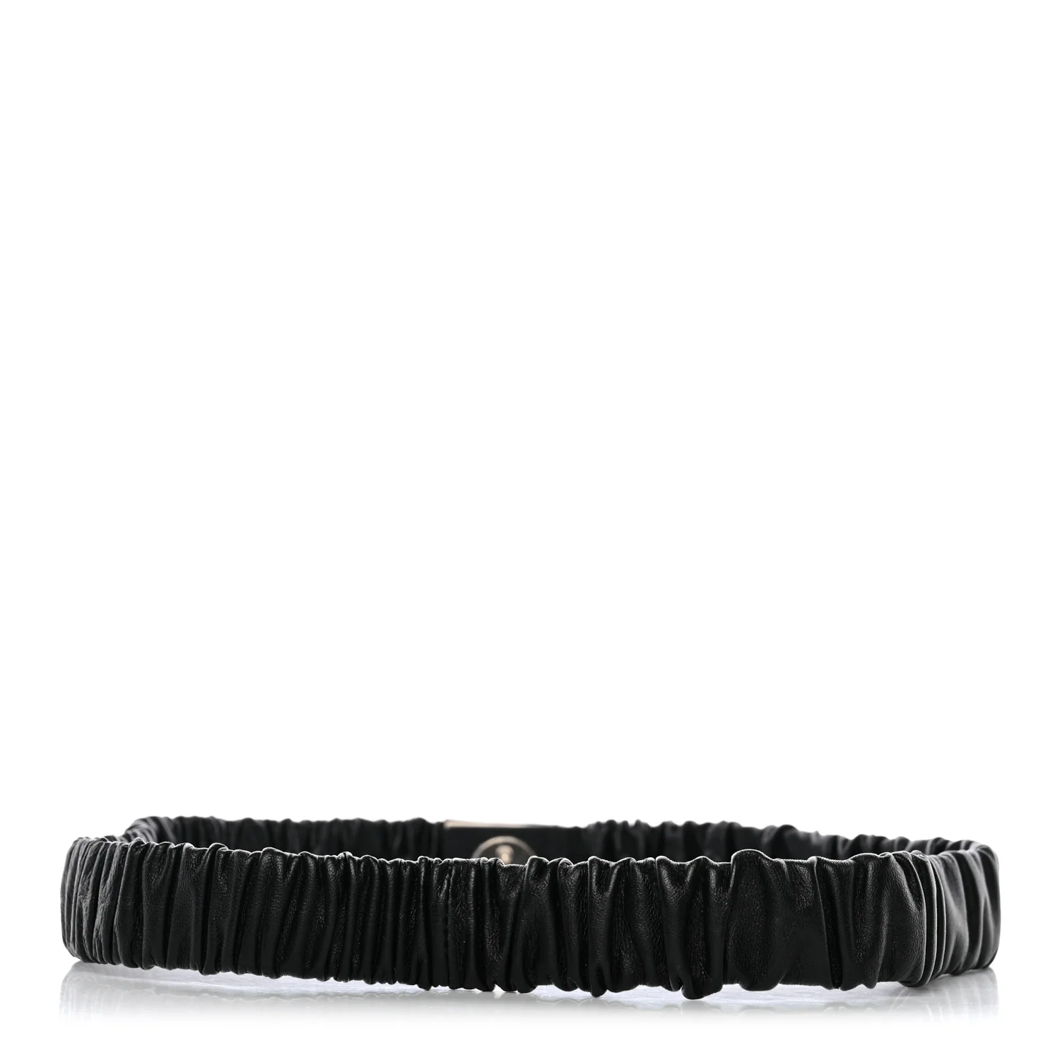 Lambskin Ruched Turn Lock CC Belt 80 32 Black - Image 2