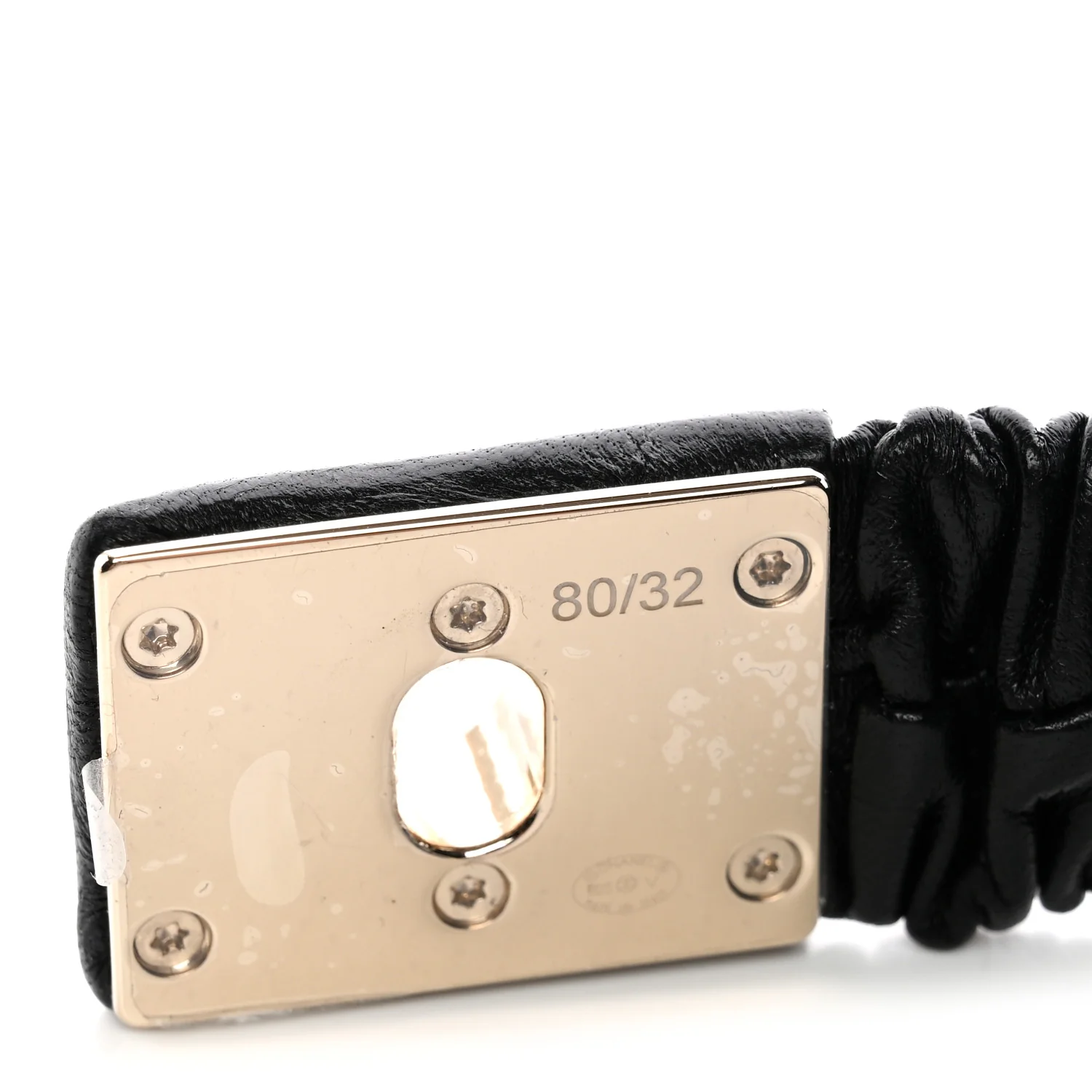 Lambskin Ruched Turn Lock CC Belt 80 32 Black - Image 3