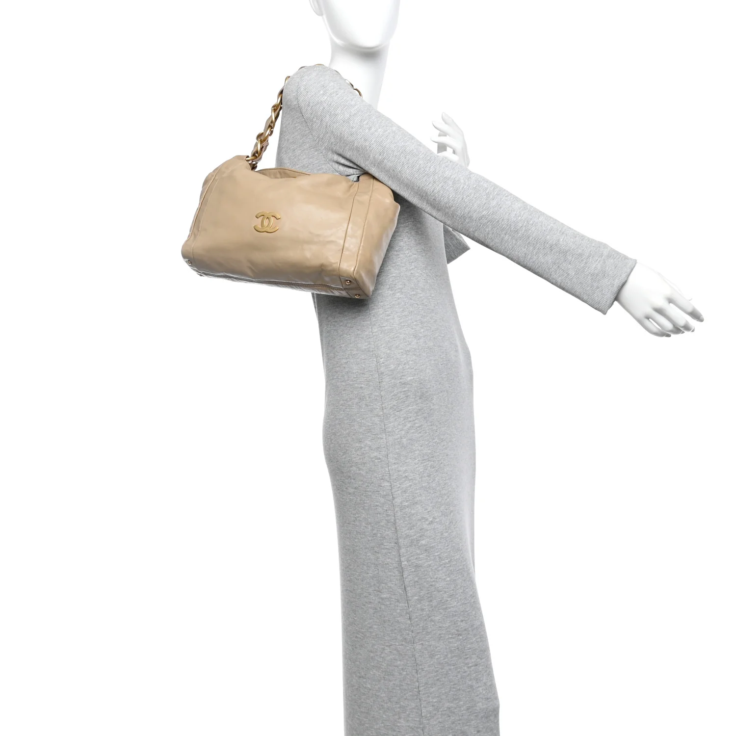 Lambskin Small Olsen Shoulder Bag Beige - Image 2