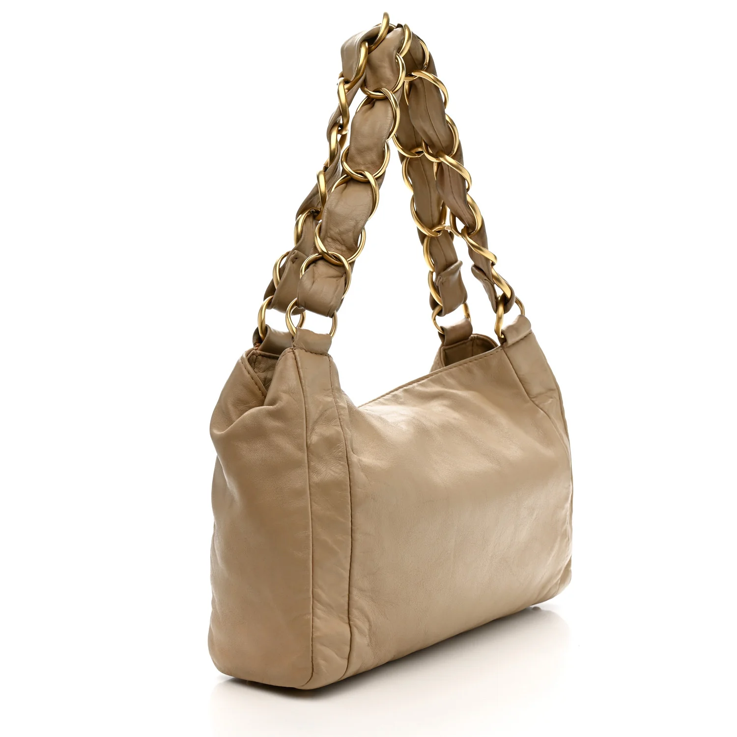 Lambskin Small Olsen Shoulder Bag Beige - Image 3