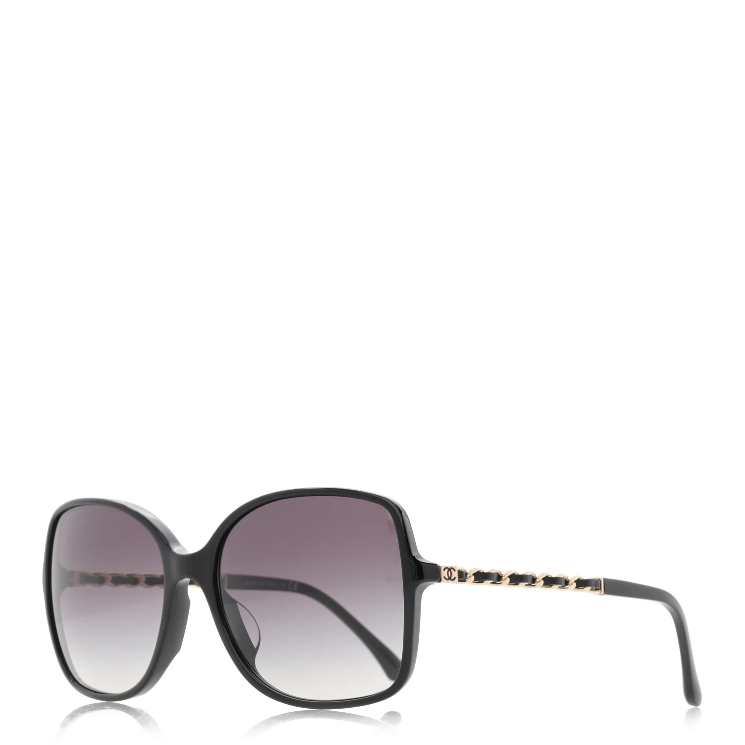 Lambskin Square Chain Sunglasses 5210-Q-A Black