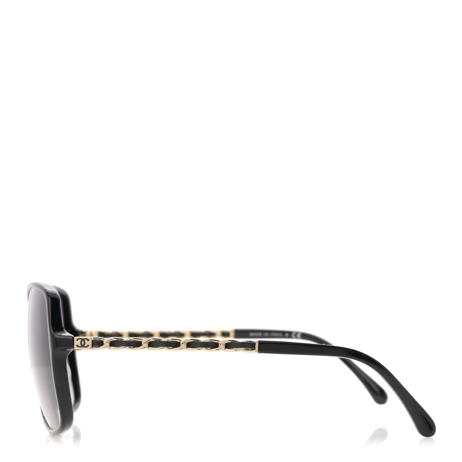 Lambskin Square Chain Sunglasses 5210-Q-A Black - Image 3