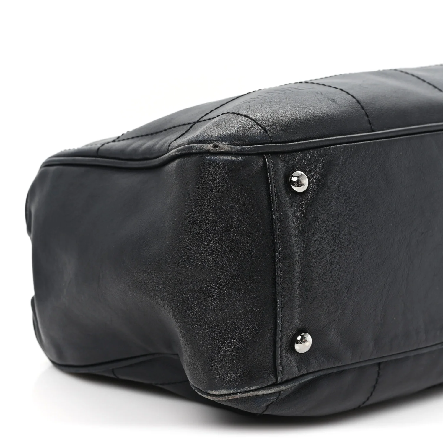 Lambskin Square Stitched Large Tote  Black - Image 9