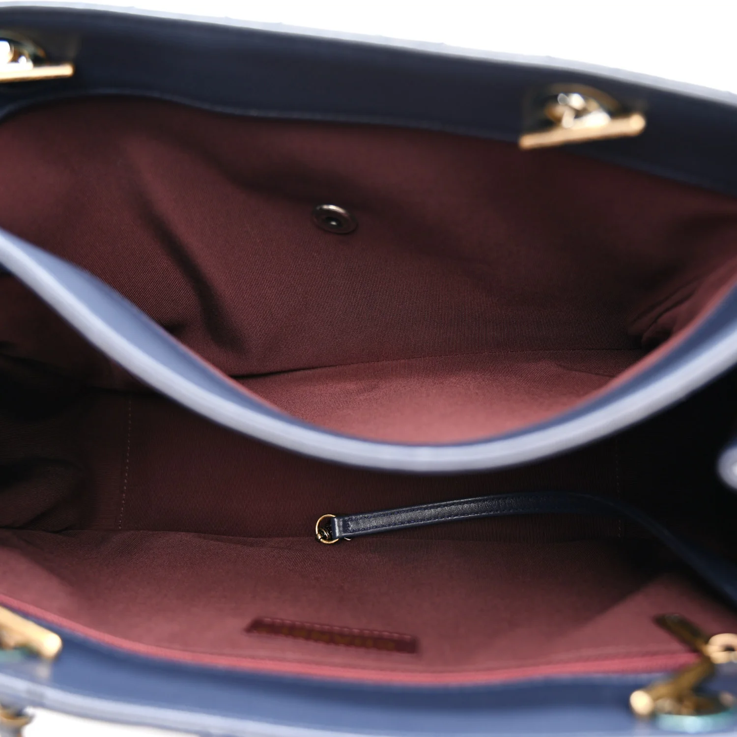 Lambskin Stitched Medium Around The Corner Shopping Tote Deep Marine - Image 5