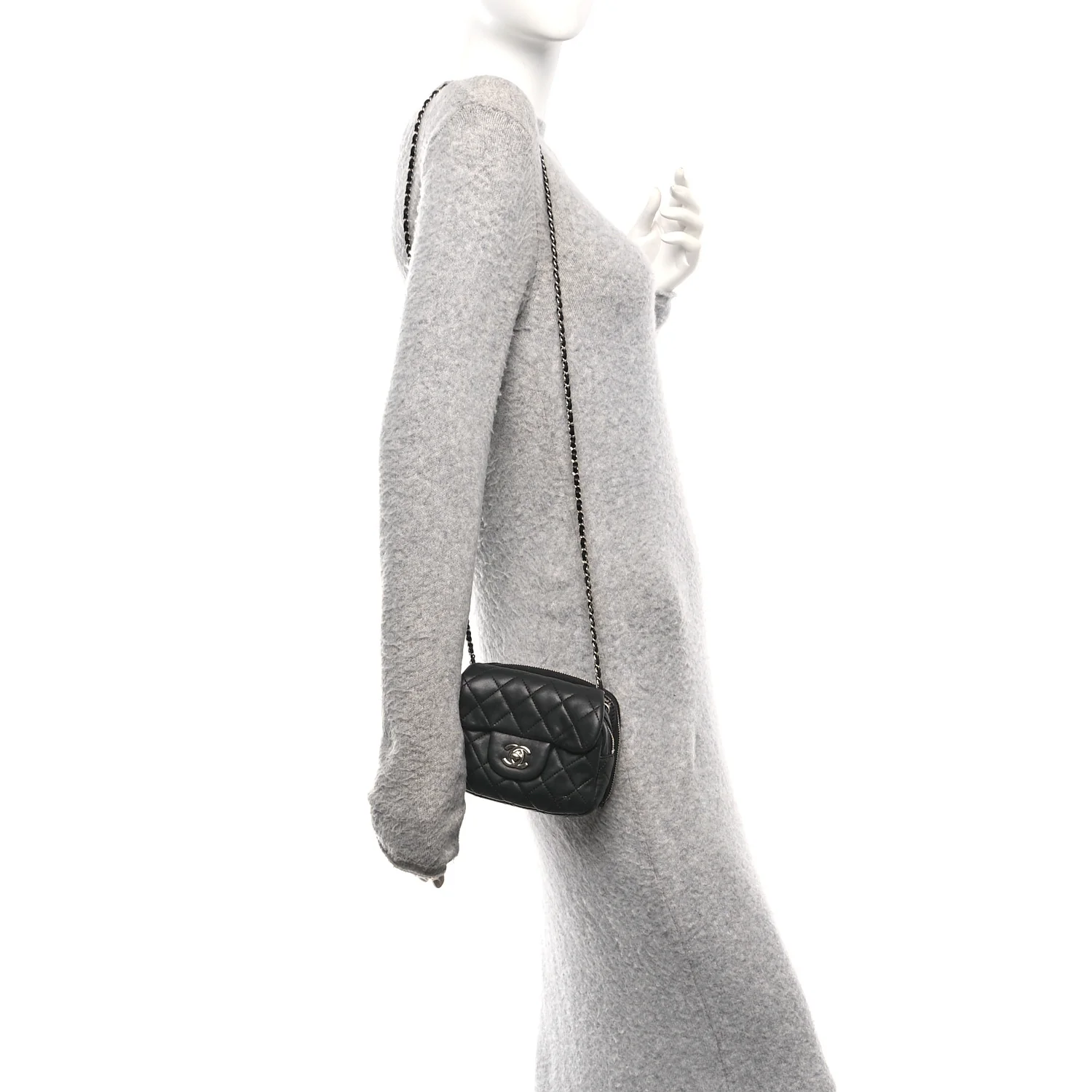 Lambskin Stitched New Mini Flap Black - Image 2