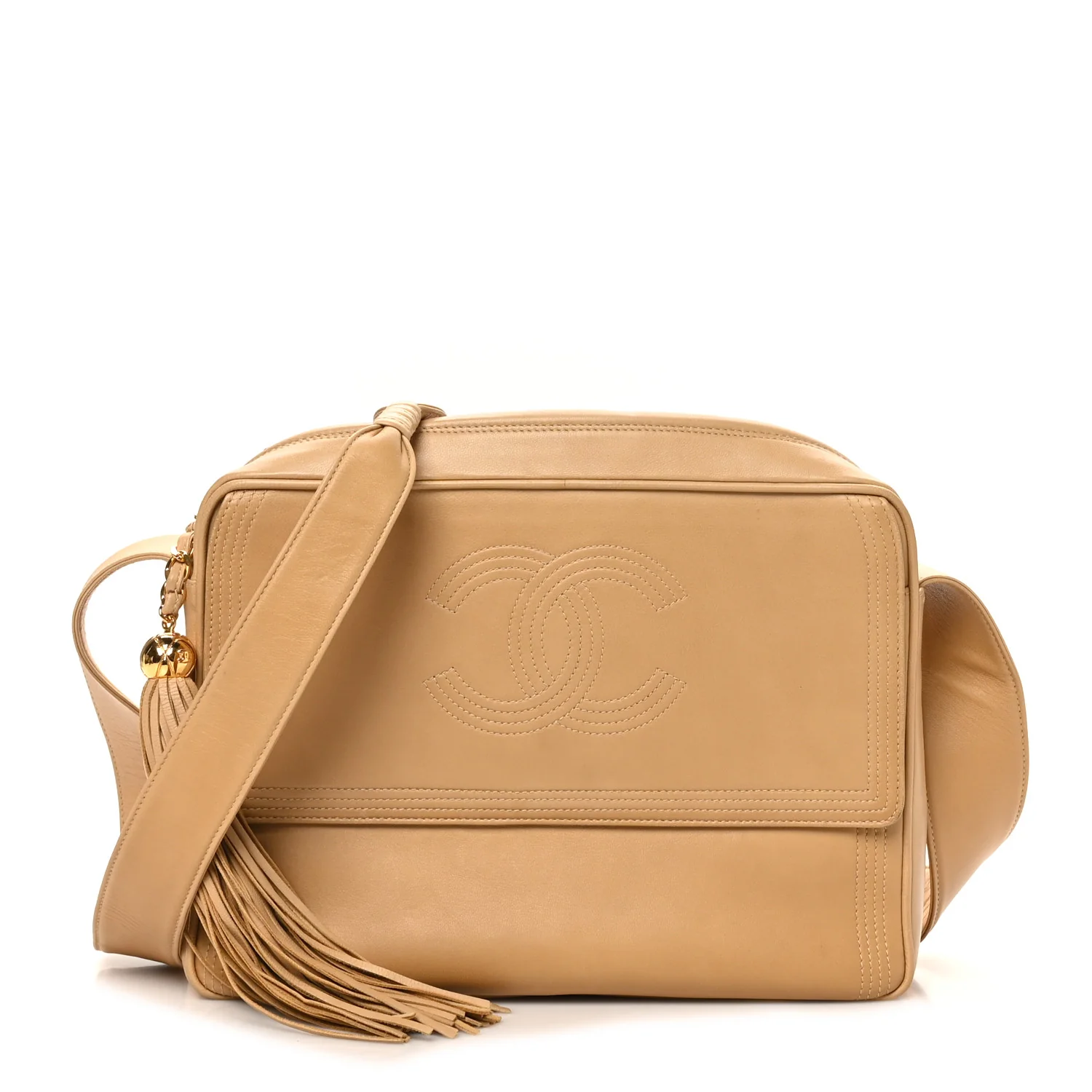 Lambskin Tassel CC Camera Case Beige
