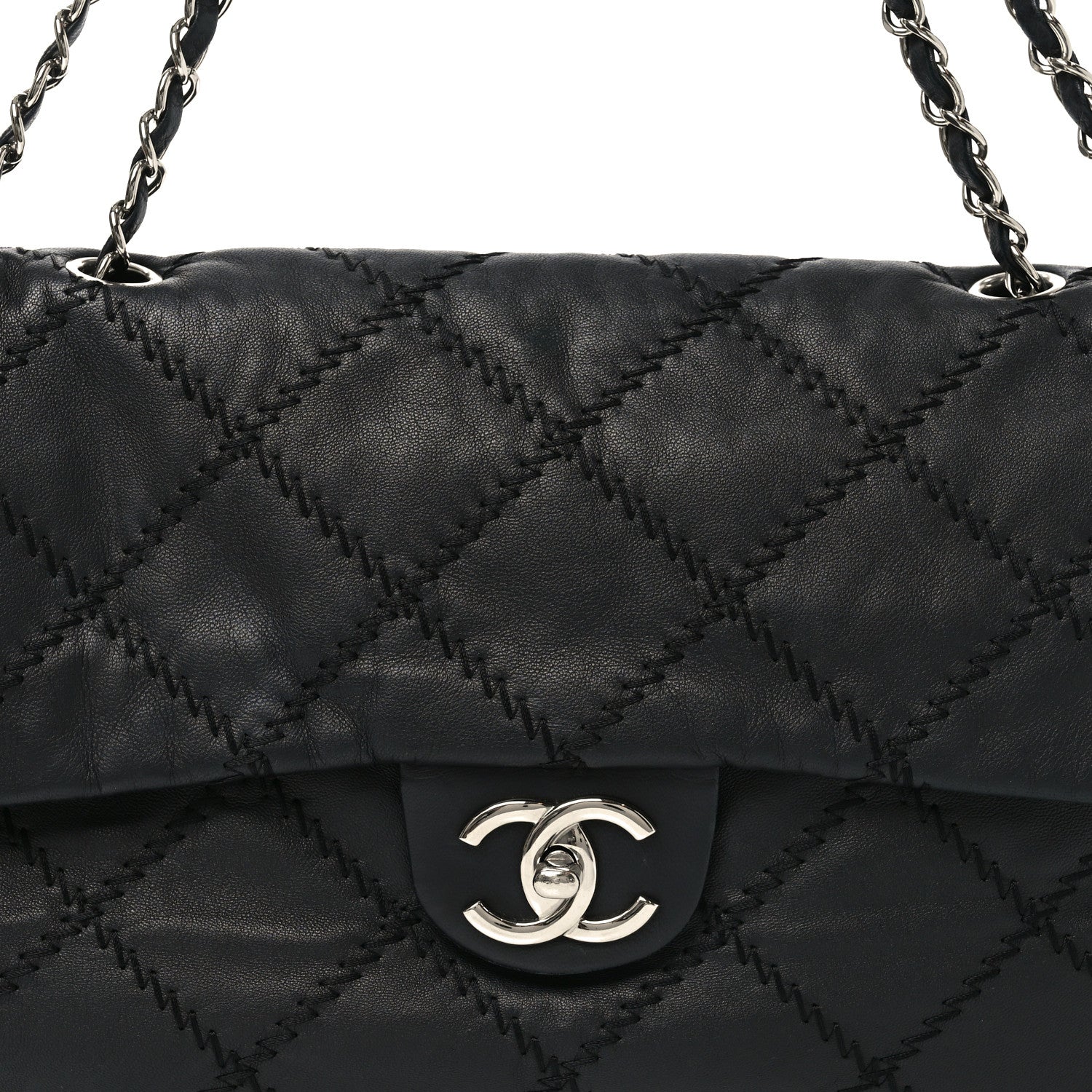 Lambskin Ultimate Stitch Maxi Flap Black - Image 8