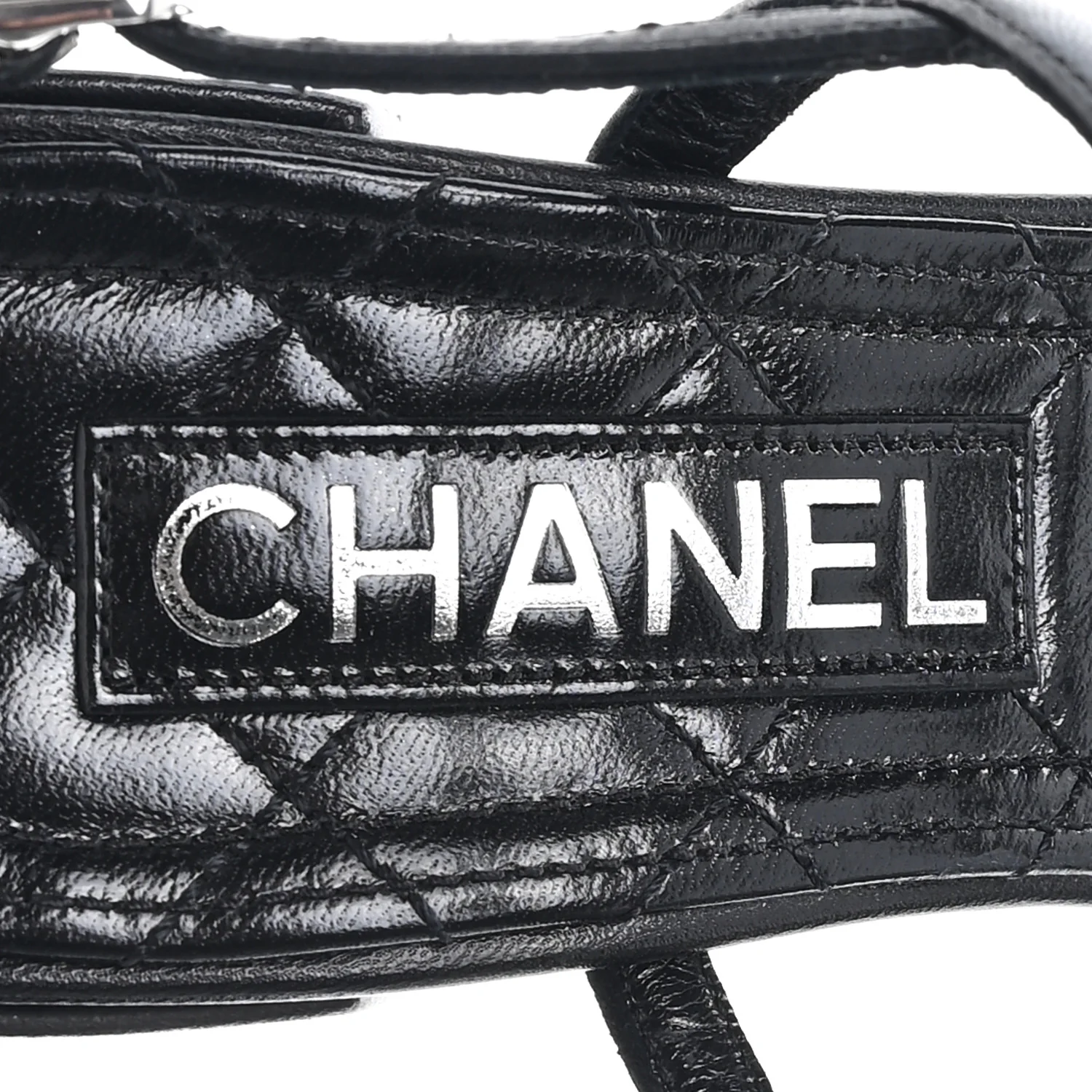 Laminated Lambskin Pearl CC Sandals 37.5 Black - Image 8