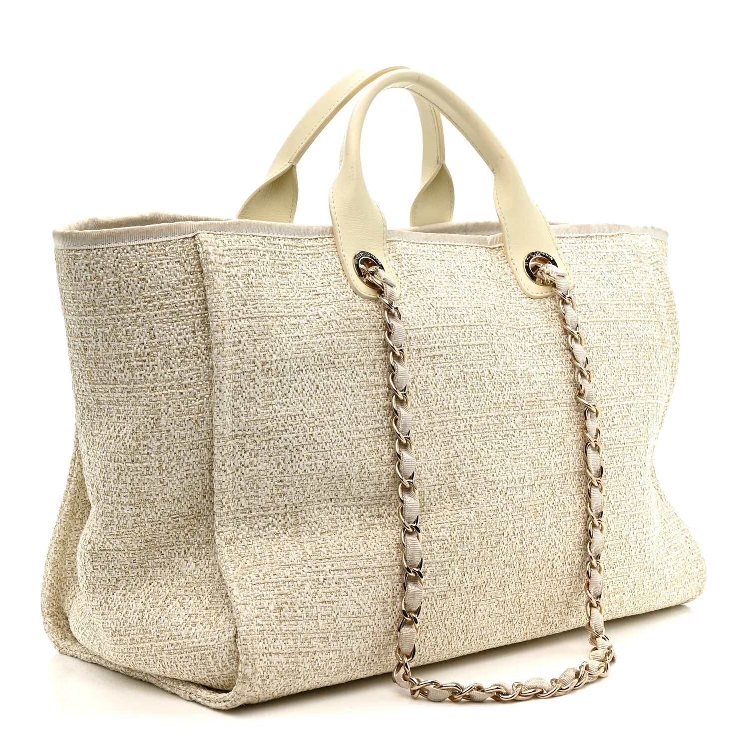 Lurex Boucle Medium Deauville Tote White - Image 3