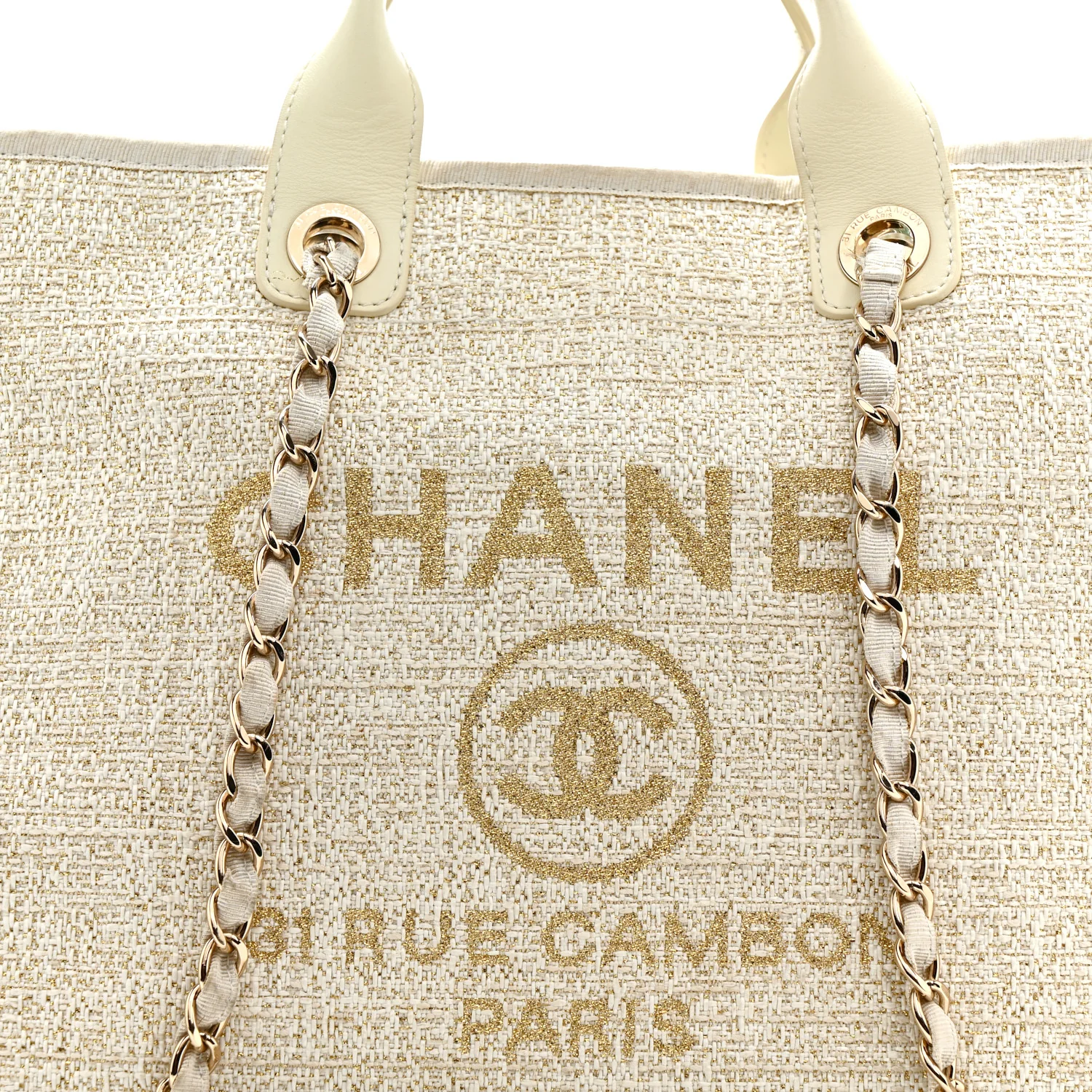 Lurex Boucle Medium Deauville Tote White - Image 8