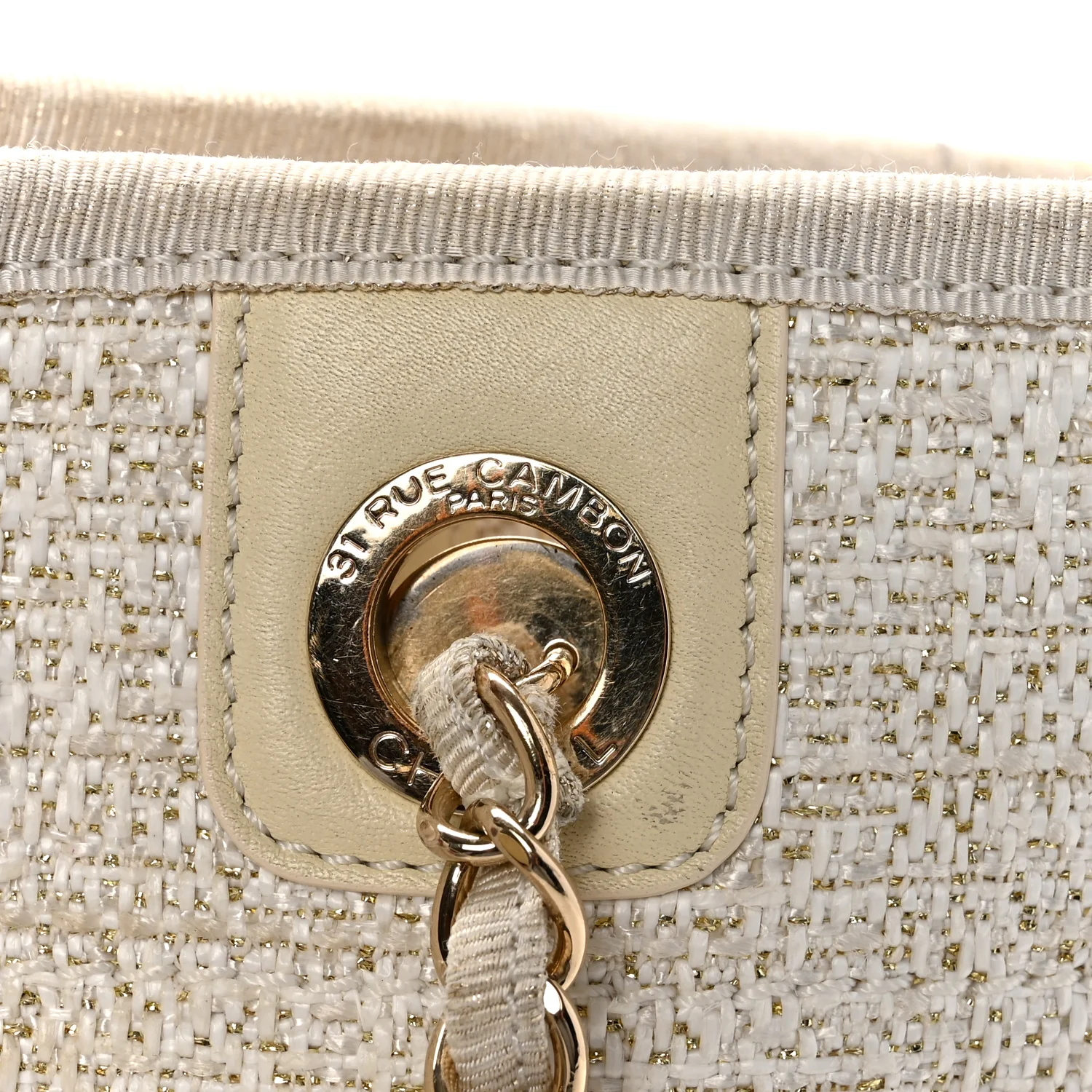 Lurex Boucle Small Deauville Tote Ivory - Image 12