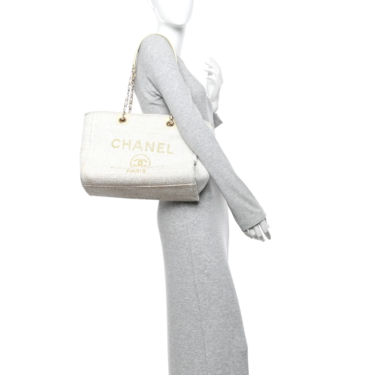Lurex Boucle Small Deauville Tote Ivory - Image 2